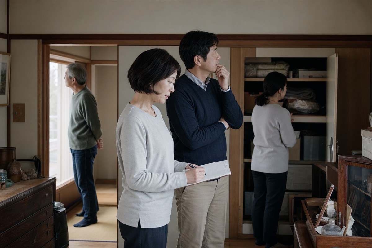 遺品整理を始める前に部屋全体を確認する家族