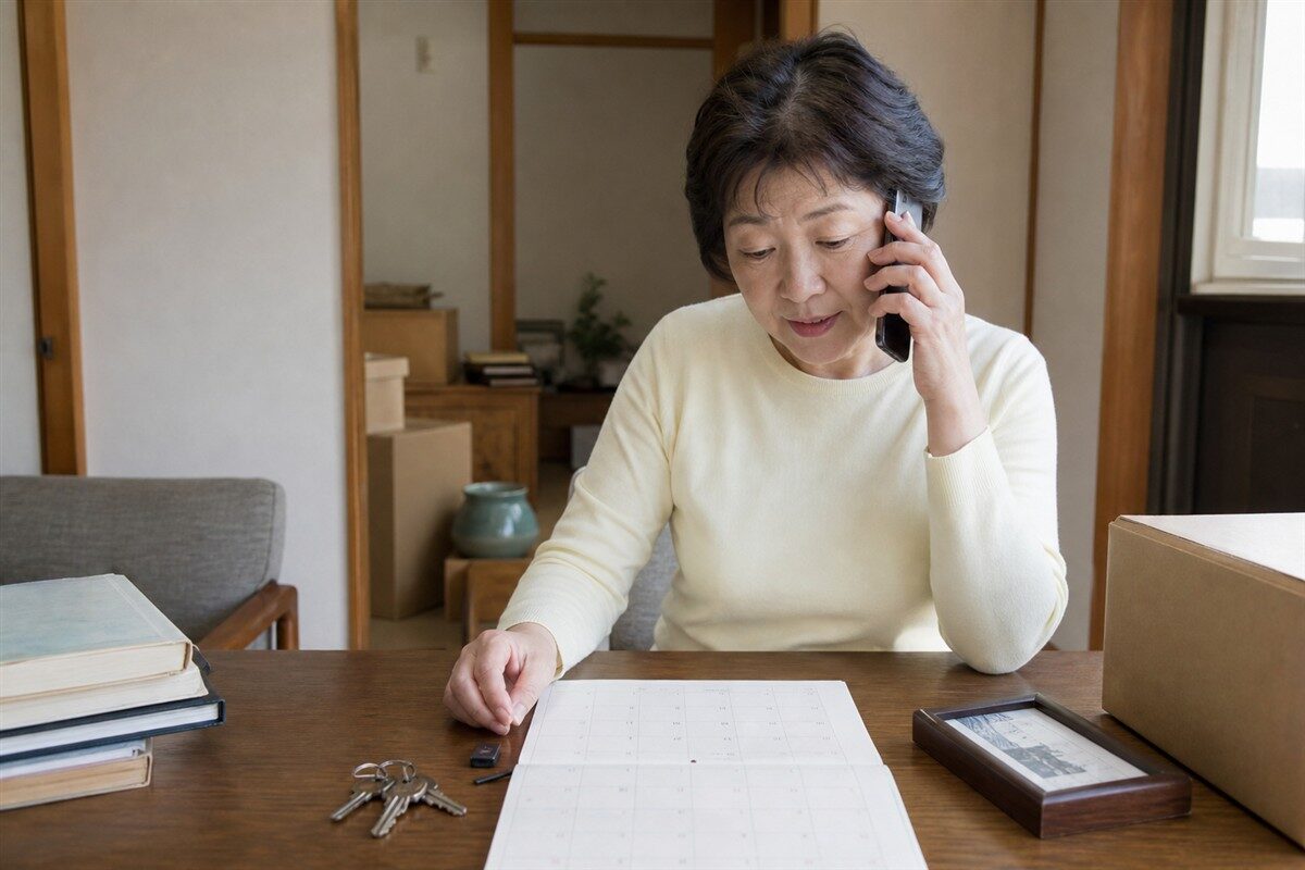 賃貸住宅の退去期限を管理会社へ確認する日本人家族