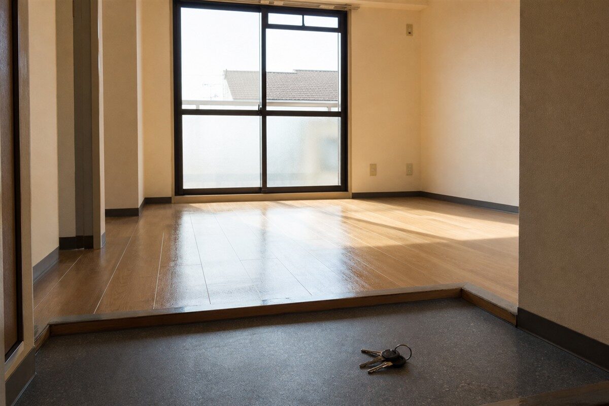 遺品整理と清掃が完了した賃貸住宅の室内