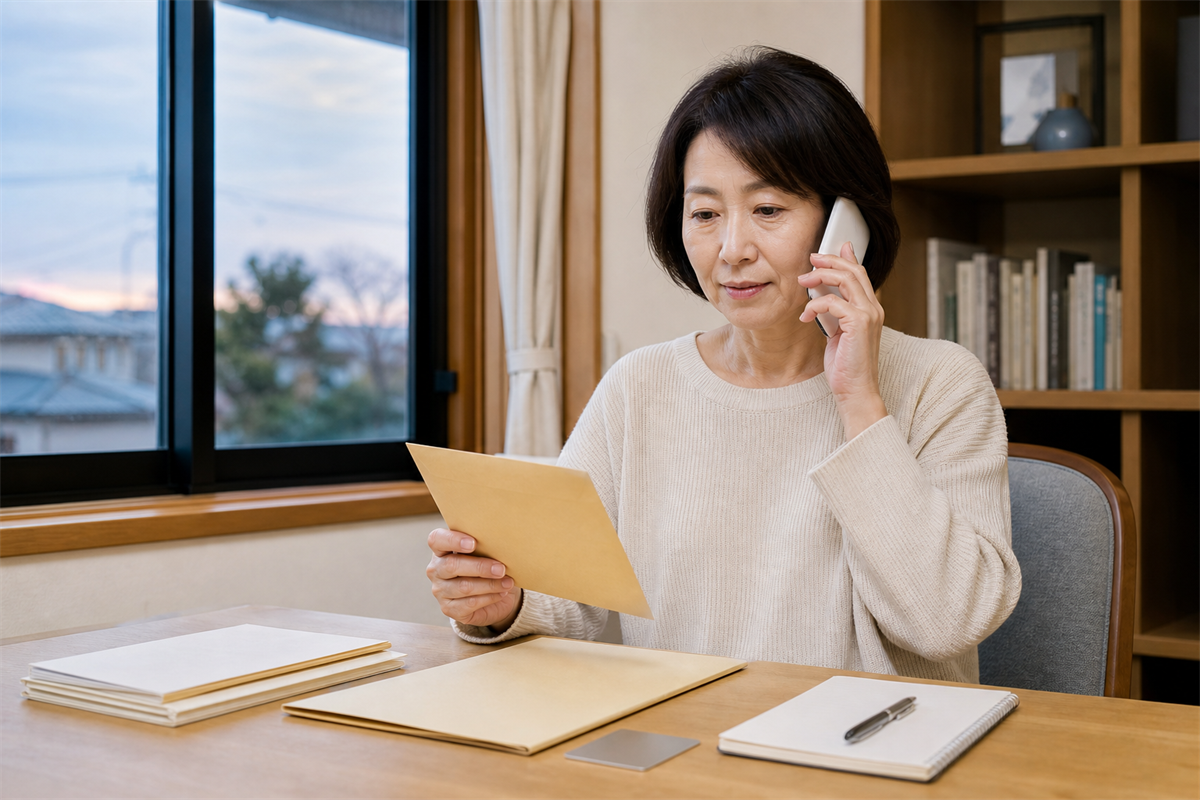 年金事務所へ相談するため書類を準備する様子