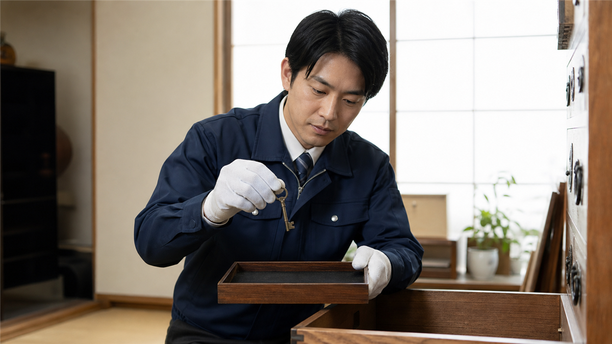 遠方の遺品整理で鍵を扱う際の作業中に見つかった鍵の扱いを決める