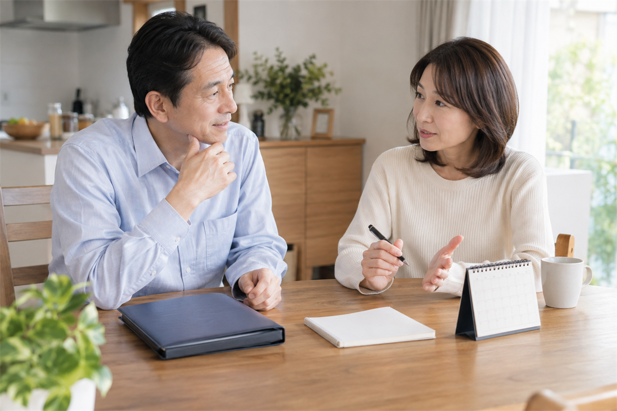 受給権者死亡届について年金事務所へ相談する準備をする家族