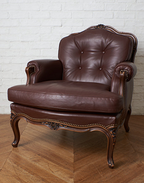 本革張りシングルソファ