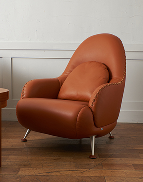 総本革張り 1人掛けソファ