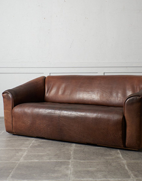 総本革張り 3人掛けソファ